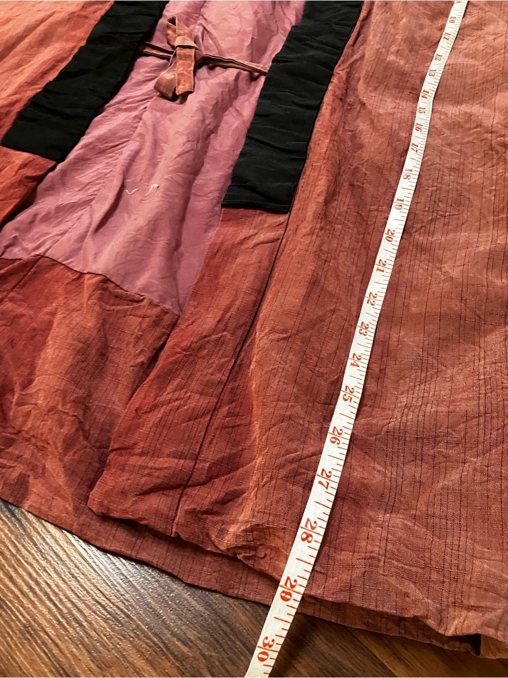 Rust-Pink Silk Kimono Jacket with Black Trim - Picture 5 of 5